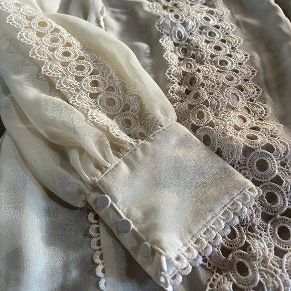 ✅Joie Sheer Detailed Ivory LONG SLEEVE TOP - Picture 5 of 6